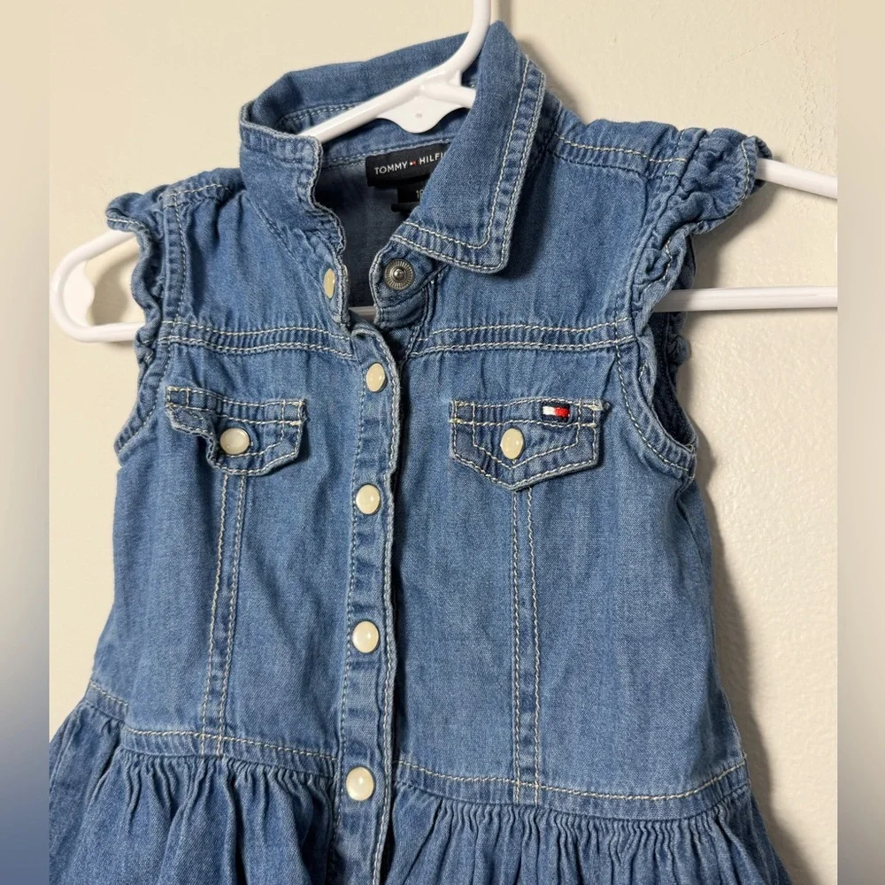 Tommy Hilfiger Baby Girls Denim Snap Dress - Size 18 months